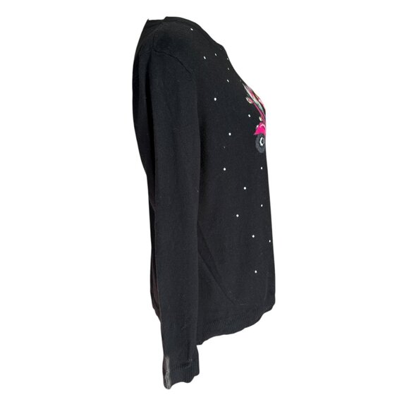 Talbots Petites black long sleeve pullover stretchy Christmas sweater size SP - Picture 3 of 8